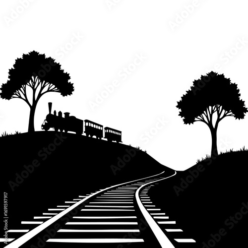 train on the railway, train, railway, rail, railroad, track, transportation, tracks, travel, rails, transport, steel, sky, road, iron, metal, locomotive, old, landscape, perspective, distance, line, s