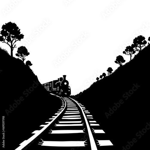 train on the railway, train, railway, rail, railroad, track, transportation, tracks, travel, rails, transport, steel, sky, road, iron, metal, locomotive, old, landscape, perspective, distance, line, s