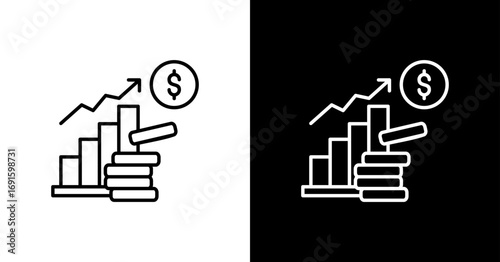 Revenue Tracking White Icon Set Design