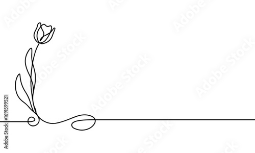 Wallpaper Mural continuous line drawing flower decorative Torontodigital.ca