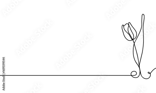 hand drawn of tulip flower continuous line