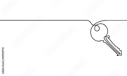 continuous line drawing of key sign