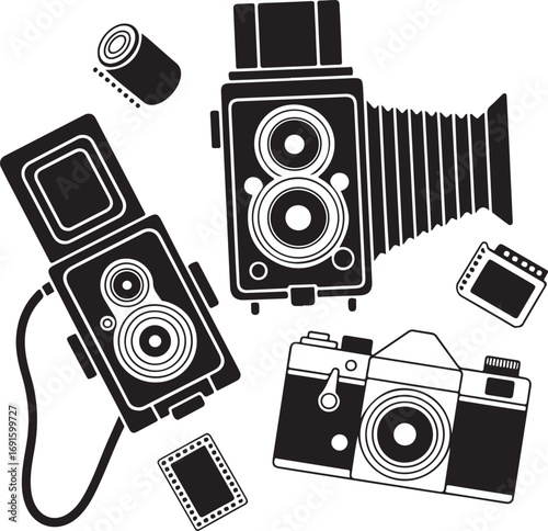 Classic Film Cameras – Minimal Line Art Icons