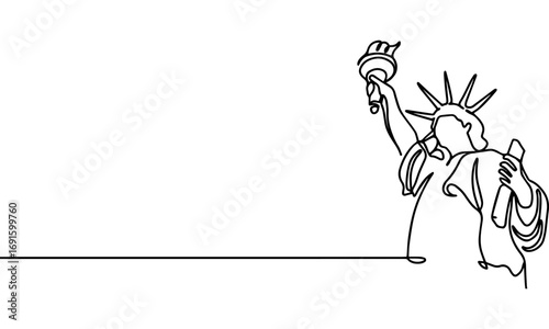 illustration of Statue Liberty continuous line