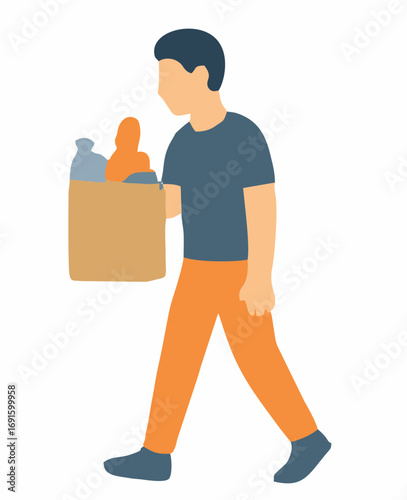 Person Carrying a Bag of Groceries Freshness and Convenience