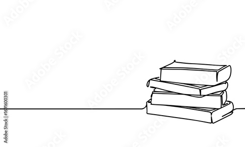 stack of books continuous line