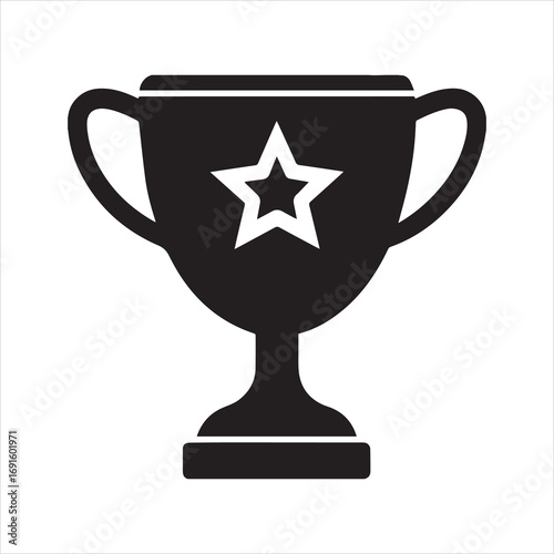Flat multi star victory cup icon silhouette isolated on transparent background
