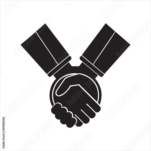 Minimalist handshake medal silhouette isolated on transparent background