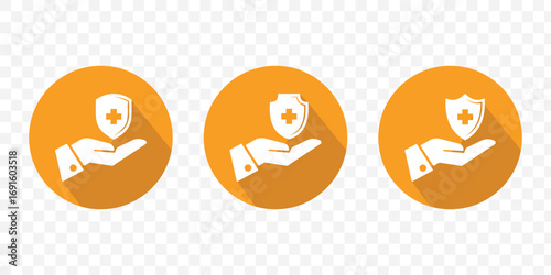 Insurance Shield in Hand Medical Icons, medical insurance icon, health insurance hand icon, health protection icon