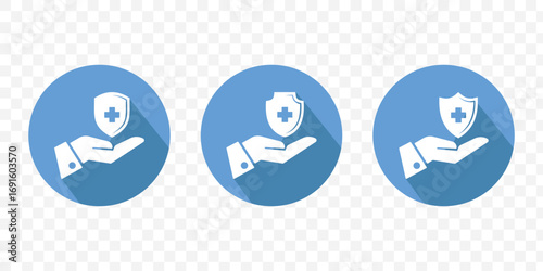 Insurance Shield in Hand Medical Icons, medical insurance icon, health insurance hand icon, health protection icon