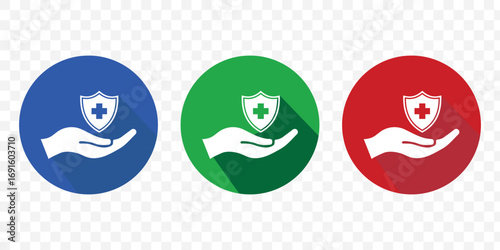 Insurance Shield in Hand Medical Icons, medical insurance icon, health insurance hand icon, health protection icon