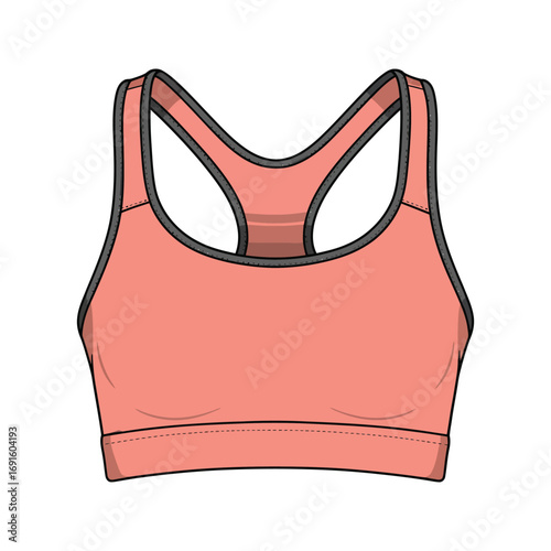 Coral Racerback Sports Bra Yoga Fitness Workout Apparel Design Template