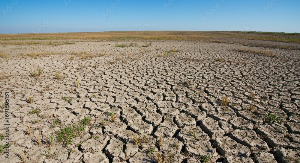 Fototapeta premium Cracked Earth A Visual Representation of Drought and Climate Change