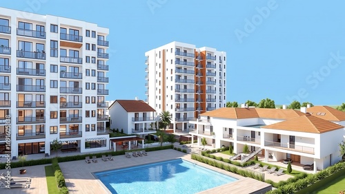 Modern Residential Buildings and Pools
