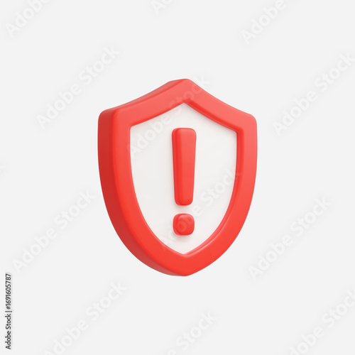 3d Safety shield with exclamation point vector Illustration