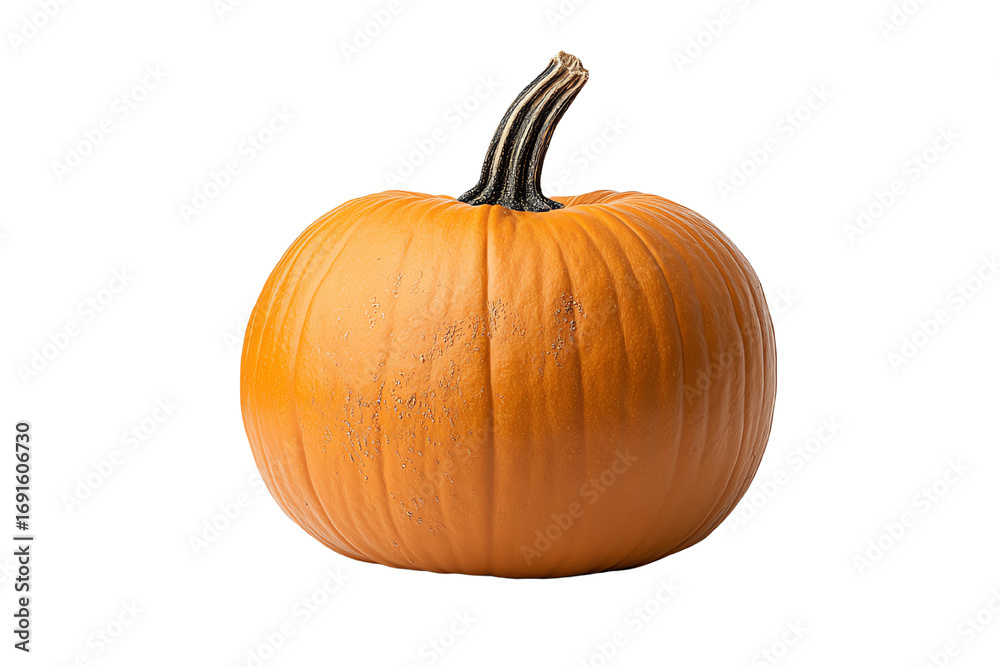 Obraz premium A ripe pumpkin showcasing a vibrant orange hue against a white isolated background.