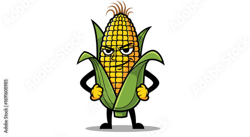 Superhero Corn Cartoon Character Illustration