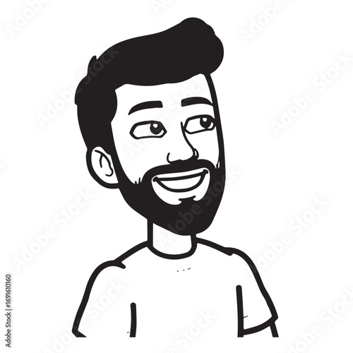 Handsome Man Black and White Illustration Vector Image Male Portrait Fashion Sketch Line Art Design	