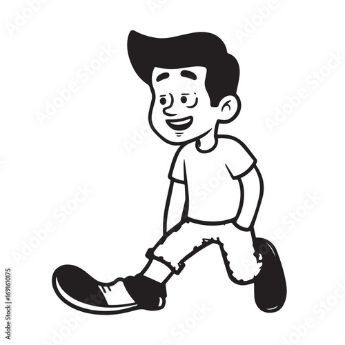 Handsome Man Black and White Illustration Vector Image Male Portrait Fashion Sketch Line Art Design	