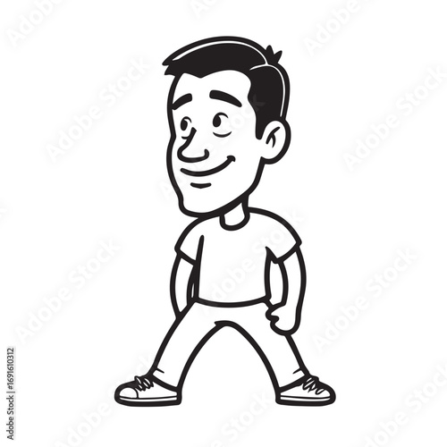 Handsome Man Black and White Illustration Vector Image Male Portrait Fashion Sketch Line Art Design	