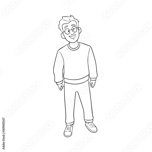 Handsome Man Black and White Illustration Vector Image Male Portrait Fashion Sketch Line Art Design	