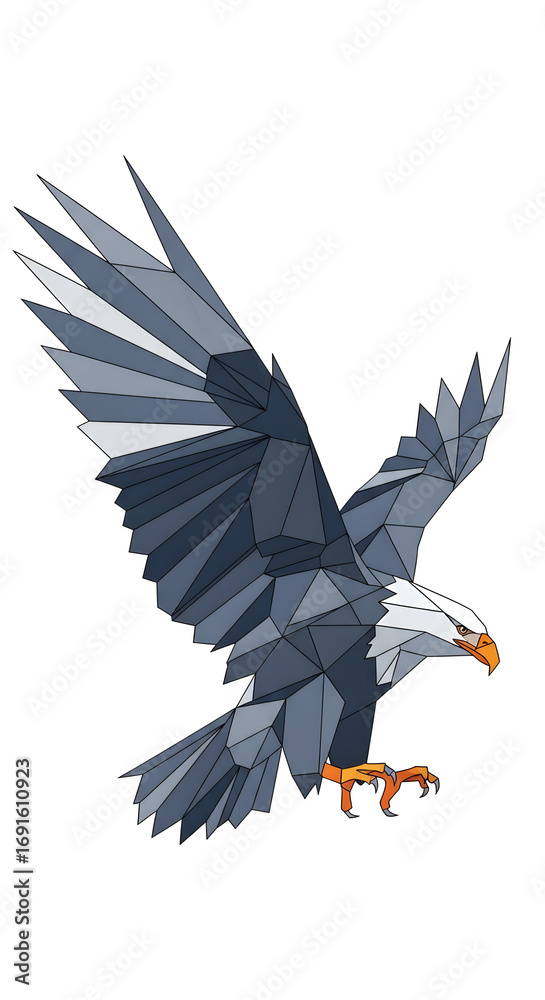 Obraz premium Geometric Eagle in Flight Illustration on White Background