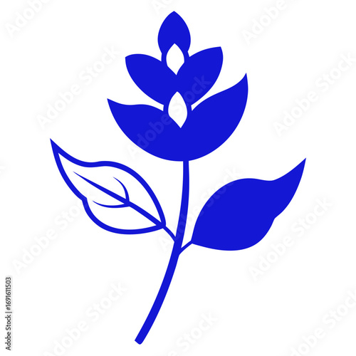 salvia blue flower-silhouette vector illustration on-white