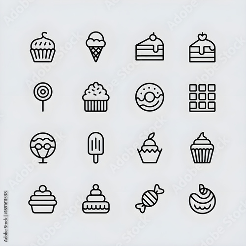 Food and Dessert Icons, Cake Symbols, Cupcake Graphics