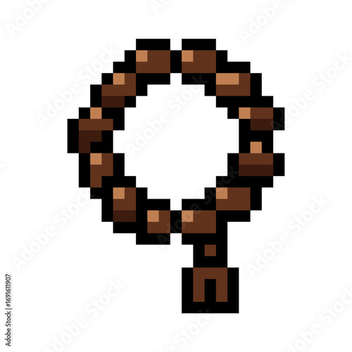 Tasbih prayer beads in pixel art style