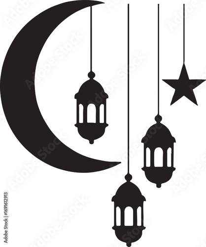 Ramadan Crescent Moon Silhouette