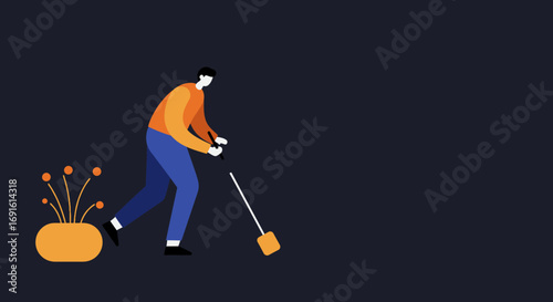 Visually impaired person walking independently with a white cane. Concept of accessibility, empowerment, and support for an inclusive modern lifestyle.