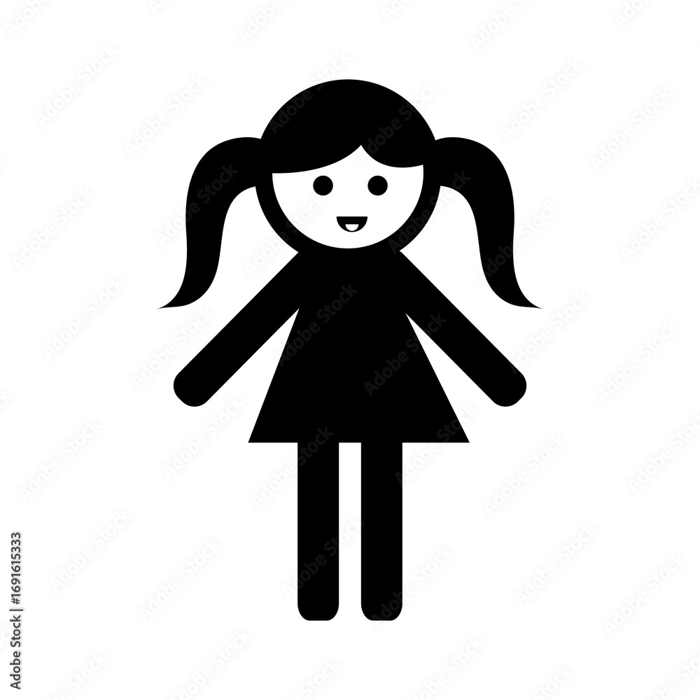 Fototapeta premium Doll icon simple vector isolated symbol vector flat black simple illustration for web and app..eps