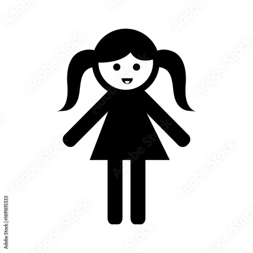 Doll icon simple vector isolated symbol vector flat black simple illustration for web and app..eps