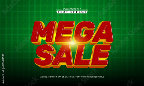 mega sale editable text effect for discount