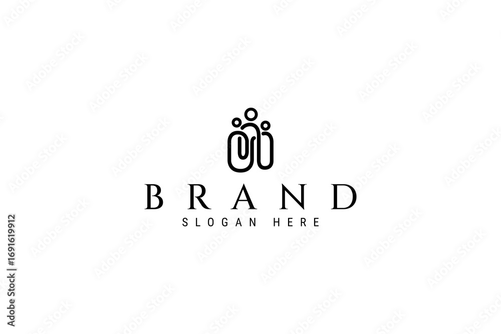 Fototapeta premium Group community family care logo with unity symbol in line art design style