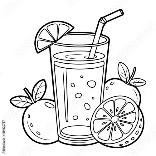 A fruit juice illustration vector style coloring page