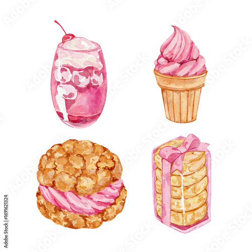 Watercolor Food Desserts Collection 02