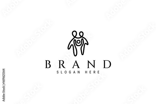 family care logo with abstract linear outline design style