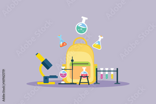 School subject chemistry. School Subject Concept. Colored flat vector illustration isolated