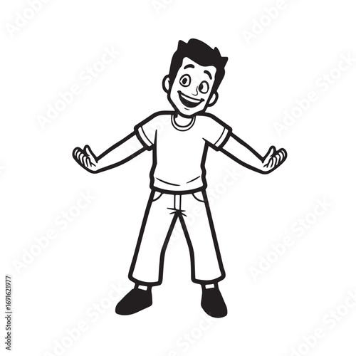 Handsome Man Black and White Illustration Vector Image Male Portrait Fashion Sketch Line Art Design	