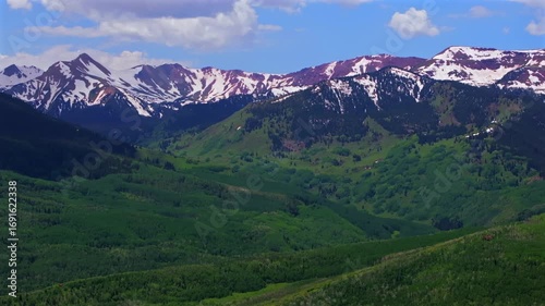 Wallpaper Mural Capitol Peak 14er Wilderness spring summer aerial drone parallax Colorado Aspen Snowmass Elk Rocky Mountains Range Capitol Creek rd Trailhead Aspen grove White River Forest snow fields parallax right Torontodigital.ca