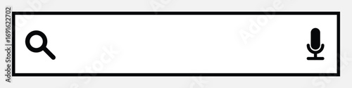 Modern Search Bar with Voice Command Icon Vector - Web Search, Online Browsing, UI UX Design Element, Digital Information Search, Microphone Input Technology for App Interface