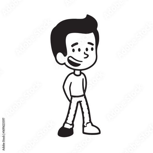 Handsome Man Black and White Illustration Vector Image Male Portrait Fashion Sketch Line Art Design	