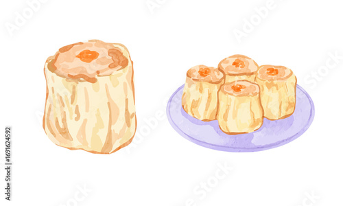 Watercolor Shumai Elements