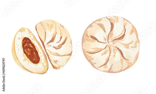 Watercolor Baozi Elements
