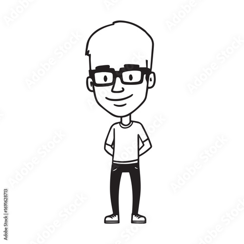 Handsome Man Black and White Illustration Vector Image Male Portrait Fashion Sketch Line Art Design	
