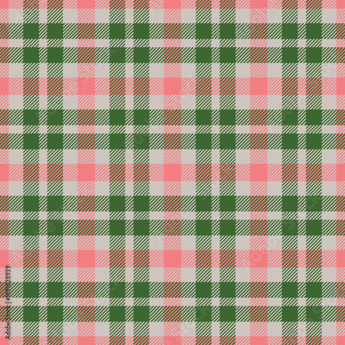 Seamless green color check pattern. Repeating patern plaid. Checkered design for prints. Repeated tartan fabric. Vector scottish fabriс. Ekose texture. Madras flannel. Checker line. Stripe gingham