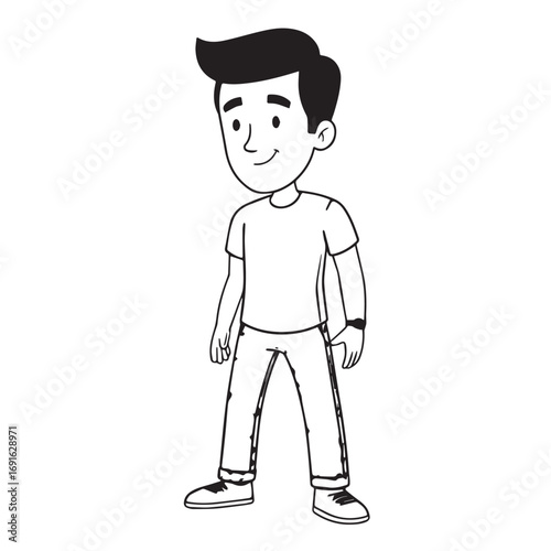 Handsome Man Black and White Illustration Vector Image Male Portrait Fashion Sketch Line Art Design	
