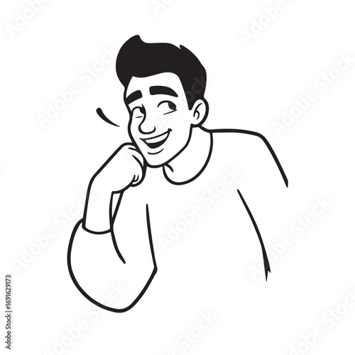 Handsome Man Black and White Illustration Vector Image Male Portrait Fashion Sketch Line Art Design	
