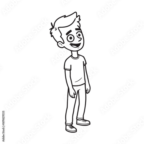 Handsome Man Black and White Illustration Vector Image Male Portrait Fashion Sketch Line Art Design	
